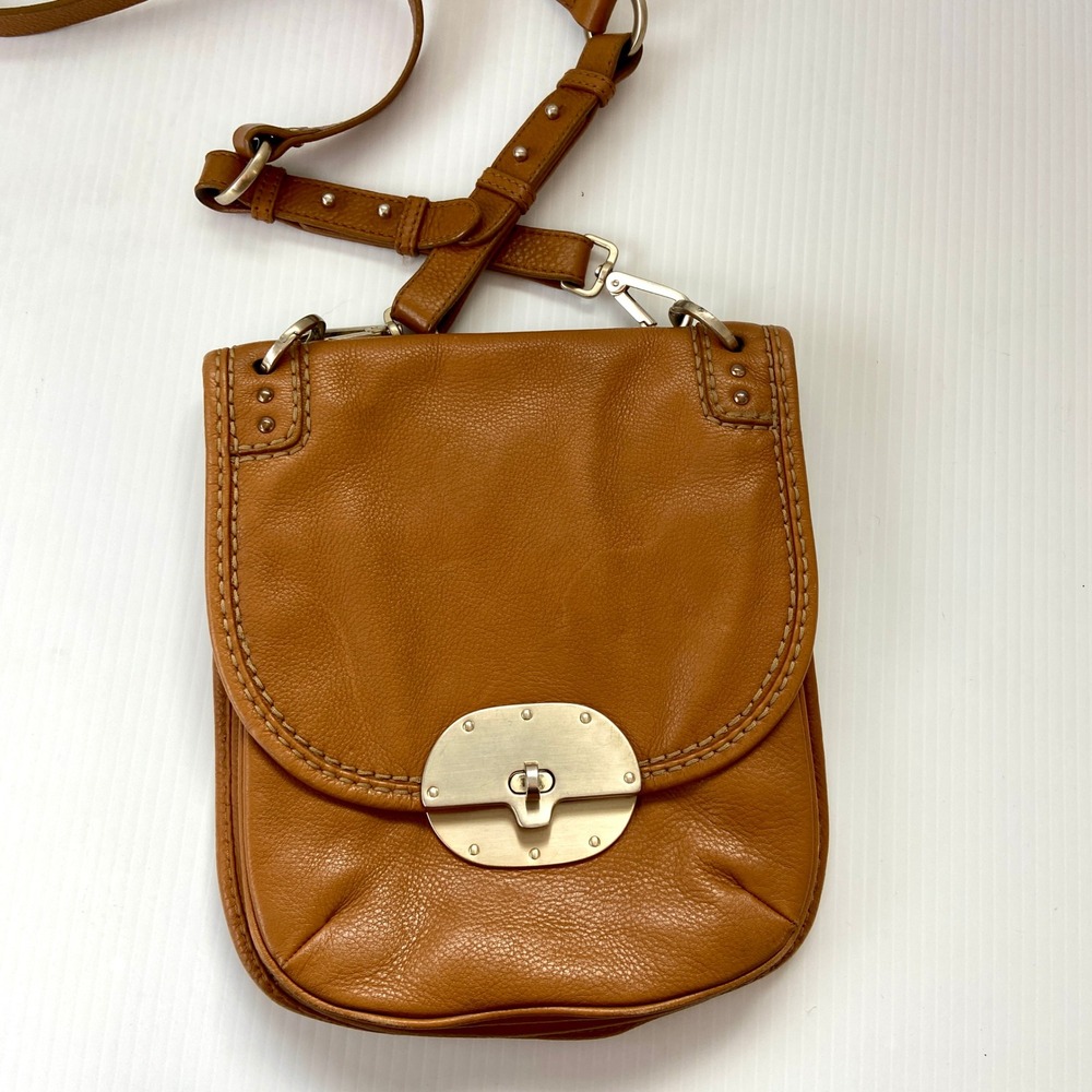 Tommy Hilfiger Tan Caramel Brown Leather Crossbody Bag